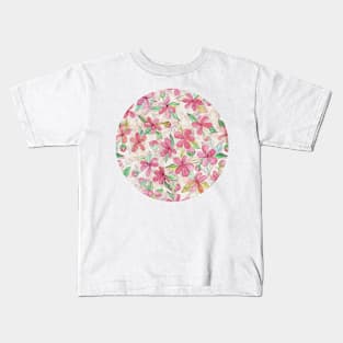 Pink Painted Blossom Pattern Kids T-Shirt